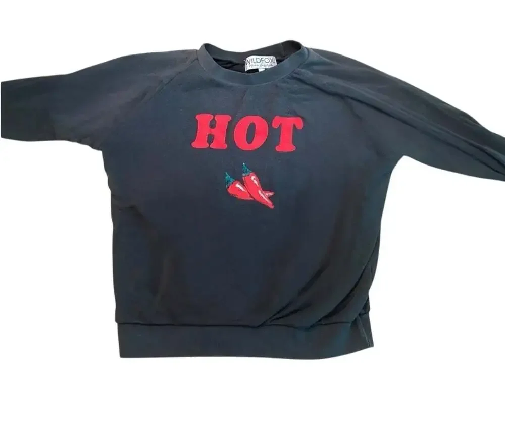 Wildfox “Hot” Chili Pepper Jumper in Black Size Large